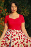 Darcie Top in Rot | Hearts & Roses | Damenshirt - Bright House Vintage