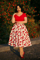 Darcie Top in Rot | Hearts & Roses | Damenshirt - Bright House Vintage