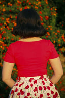 Darcie Top in Rot | Hearts & Roses | Damenshirt - Bright House Vintage
