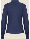 Dita Blouse Longsleeve Navy Tricot Deluxe | Very Cherry | Damenbluse - Bright House Vintage