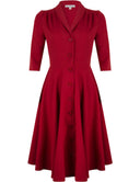 D'Laine Dress Deep Red Gabardine | Very Cherry - Bright House Vintage