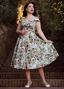 Emilia Floral Swing Dress in Grün | Hearts & Roses | Damenkleid - Bright House Vintage