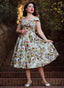 Emilia Floral Swing Dress in Grün | Hearts & Roses | Damenkleid - Bright House Vintage