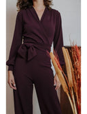 Emmylou Jumpsuit Wine Jersey Crepe | Very Cherry - Bright House Vintage