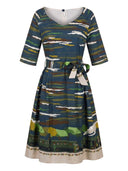 Evelyn Dress Navy Flying Scotsman | Palava | Damenkleid - Bright House Vintage