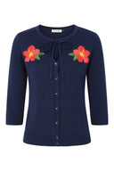 Fei Tropical Summer Cardigan in Navy | Banned Retro - Bright House Vintage