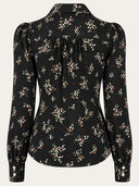 Gene Long Sleeve Blouse in Berry Floral Black von Weekend Doll, Rückansicht