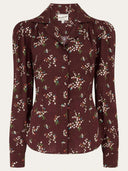 Gene Long Sleeve Blouse in Berry Floral Burgundy Brown von Weekend Doll, Freisteller