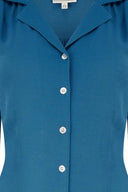 Gene Long Sleeve Blouse in Petrol Blue von Weekend Doll, Stoffdetail