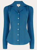 Gene Long Sleeve Blouse in Petrol Blue von Weekend Doll, Freisteller
