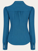 Gene Long Sleeve Blouse in Petrol Blue von Weekend Doll, Rückansicht