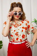 Ginger Blouse in Ivory Poppy | Weekend Doll - Bright House Vintage