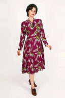 Grace Bow Tie Dress in Burgunder Wisteria | Weekend Doll - Bright House Vintage