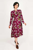 Grace Bow Tie Dress in Burgunder Wisteria | Weekend Doll - Bright House Vintage