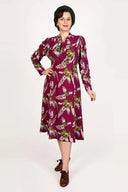Grace Bow Tie Dress in Burgunder Wisteria | Weekend Doll - Bright House Vintage