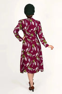 Grace Bow Tie Dress in Burgunder Wisteria | Weekend Doll - Bright House Vintage