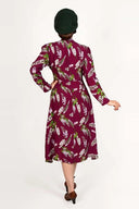 Grace Bow Tie Dress in Burgunder Wisteria | Weekend Doll - Bright House Vintage
