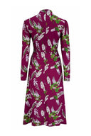Grace Bow Tie Dress in Burgunder Wisteria | Weekend Doll - Bright House Vintage