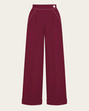 1940s Hepburn Pleated Trousers in Berry von House of Foxy, Freisteller Vorderseite