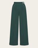 1940s Hepburn Pleated Trousers in Racing Green von House of Foxy, Freisteller Vorderseite