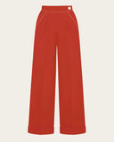 1940s Hepburn Pleated Trousers in Terracotta von House of Foxy, Freisteller Vorderseite