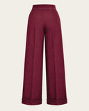 1940s Hepburn Pleated Trousers in Berry von House of Foxy, Freisteller Rückseite