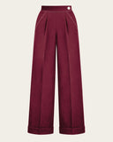 1940s Hepburn Pleated Trousers in Berry von House of Foxy, Freisteller Vorderseite