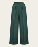 1940s Hepburn Pleated Trousers in Green von House of Foxy, Freisteller Vorderseite