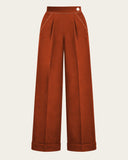 1940s Hepburn Pleated Trousers in Rust von House of Foxy, Freisteller Vorderseite