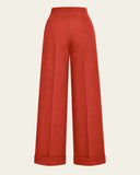 1940s Hepburn Pleated Trousers in Terracotta von House of Foxy, Freisteller Rückseite