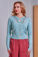 Heritage Cherry Cardigan in Blau | Banned Retro - Bright House Vintage