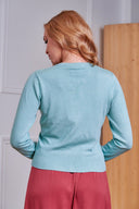 Heritage Cherry Cardigan in Blau | Banned Retro - Bright House Vintage