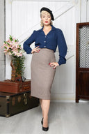 Ingrid Herringbone Skirt in Braun | Weekend Doll - Bright House Vintage