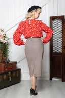 Ingrid Herringbone Skirt in Braun | Weekend Doll - Bright House Vintage
