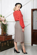 Ingrid Herringbone Skirt in Braun | Weekend Doll - Bright House Vintage