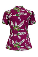 Ingrid Pussy Bow Blouse in Burgunder Wisteria | Weekend Doll - Bright House Vintage