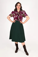 Ingrid Pussy Bow Blouse in Burgunder Wisteria | Weekend Doll - Bright House Vintage