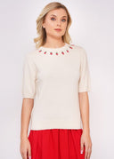 Ivory Strawberry Pullover | Circus Clothing - Bright House Vintage