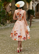 Jade Floral Swing Dress in Beige | Hearts & Roses | Damenkleid - Bright House Vintage