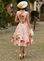 Jade Floral Swing Dress in Beige | Hearts & Roses | Damenkleid - Bright House Vintage