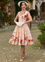 Jade Floral Swing Dress in Beige | Hearts & Roses | Damenkleid - Bright House Vintage