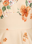 Jade Floral Swing Dress in Beige | Hearts & Roses | Damenkleid - Bright House Vintage