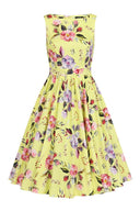 Josie Floral Swing Dress in Gelb | Hearts & Roses | Damenkleid - Bright House Vintage