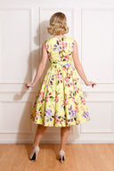 Josie Floral Swing Dress in Gelb | Hearts & Roses | Damenkleid - Bright House Vintage