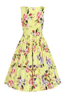 Josie Floral Swing Dress in Gelb | Hearts & Roses | Damenkleid - Bright House Vintage