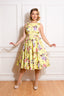Josie Floral Swing Dress in Gelb | Hearts & Roses | Damenkleid - Bright House Vintage