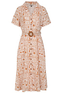 Kate Tonal Tropic Dress in Braun | Banned Retro - Bright House Vintage