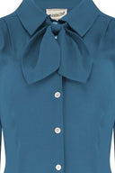 Katherine Bow Blouse in Petrol Blue von Weekend Doll, Stoffdetail