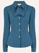 Katherine Bow Blouse in Petrol Blue von Weekend Doll, Freisteller