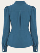 Katherine Bow Blouse in Petrol Blue von Weekend Doll, Rückansicht